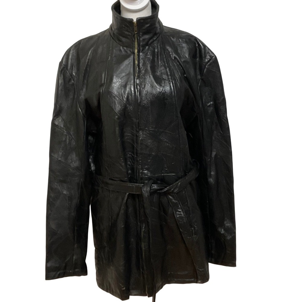 VTG 80s NAVARRE LEATHER Italian stone jacket patchwork‎ MOTO Goth Whimsigoth XL